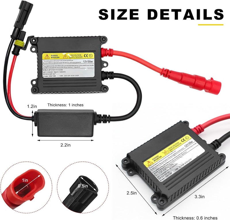 MTRPS 2 PCS DC 12V 35W Ultrathin HID Ballast, Ultra Slim Xenon Headlight Stabilizer HID Ballast Replacement, Xenon Lamp Ballasts for H1 H3 H4 H7 H11 H13 9005 9006 9007 5202 880 (35W) - Image 2